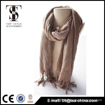 super soft 2015 Lady gilding long shawl neck coffee color 100% viscose scarf